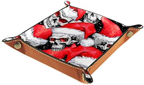 גולגולת Lyetny עם מארגן כובעי חג המולד מגש אחסון מיטה מיטה מיטה קאדי שולחן עבודה מגש החלפת ארנק מפתח קופסת מטבעות מגש