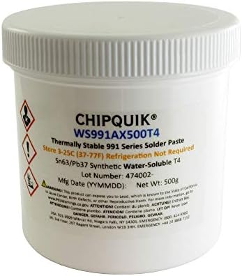 Chip Quik WS991AX500T4 משחת הלחמה יציבה תרמית WS SN63/PB37 T4