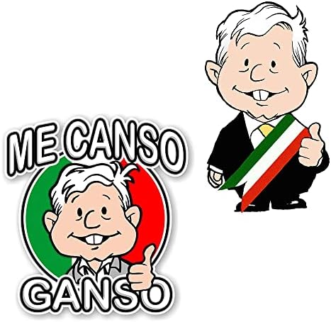 Arelfamily 5.1 '' 2 pcs מדבקות מכוניות בשבילי Canso Ganso Amlito Lopez Obrador Amlo מדבקות מדבקות מצוירות חמוד