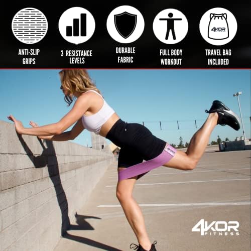 להקת הירך של 4Kor Fitness- עמידות לולאה מעגל מושלם לחימום דינאמי והפעלת ירכיים וגלוטות