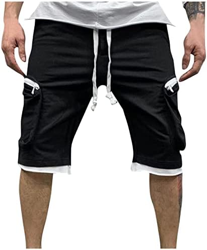 וולדור קיץ כותנה פשתן צבעי צבע אתלטי מכנסיים קצרים לגברים ספורט מזדמן מכנסי שרוך אלסטיים