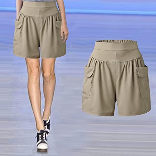 מיאשוי מכנסי נשים 20 וואט מכנסי נשים מכנסיים קצרים מותניים אלסטיים מוצקים מכנסי זיעה נוחים בתוספת גודל לבוש משרדי לנשים