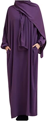 שמלות מוסלמיות נשים שרוולים ארוכים בגדי תפילה נשים איסלאמיות גבירותיי שמרניות אבייה מקסי קפטן שמלה שמלת חלוק