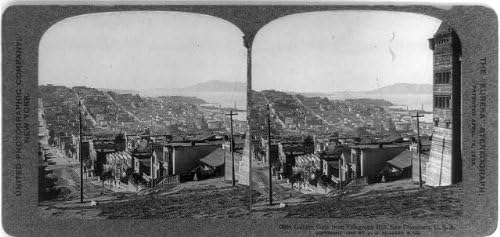צילום היסטורי: צילום סטריאוגרף, שער הזהב, גבעת הטלגרף, סן פרנסיסקו, קליפורניה,קליפורניה, 1909
