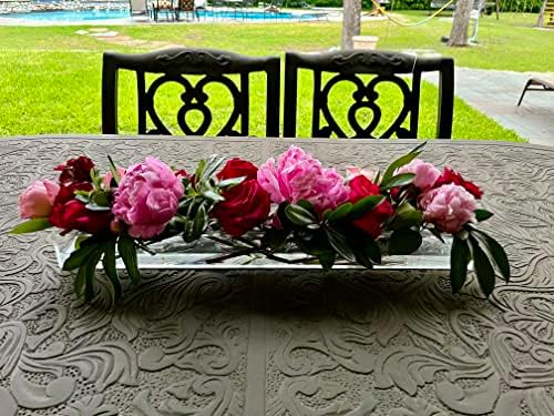 אגרטל שולחן אגרטל מלבני צלול ארוך ארוך פרחים - אגרטל חליל באורך 24 אינץ