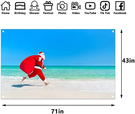תפאורת חג המולד בחוף לצילום באנר לחג המולד בהוואי קישוטי חג המולד של סנטה חוף ואספקים למסיבה ביתית -71 × 43 ''