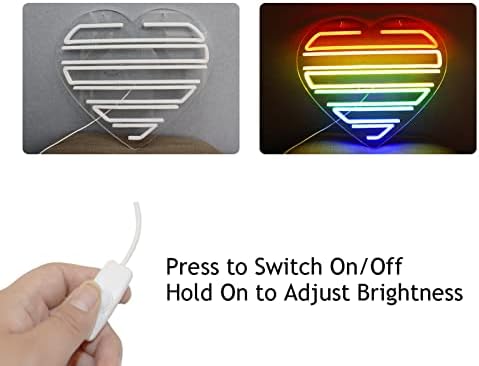 קשת צבעונית של שלטי ניאון של קשת לעיצוב קיר, דגל גאווה מופעל על ידי USB לעומק, LED LED LIGHT LIGHT Light Light Ligbt